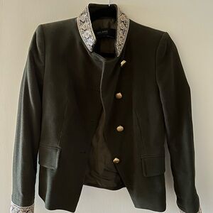 Zara Embellished Collar Military-Style Olive Jacket